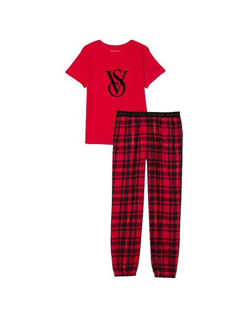 Flanel T-shirt Pijama Takımı