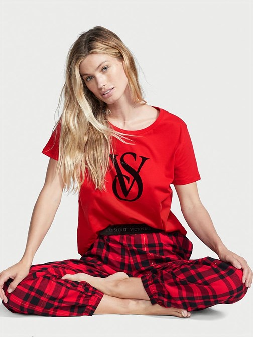 Flanel T-shirt Pijama Takımı