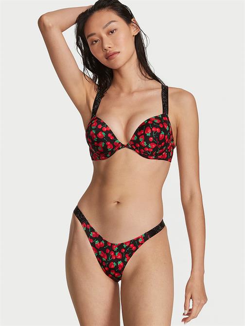 Işıltılı Askılı 2 Beden Büyük Gösteren Push-Up Bikini Üstü