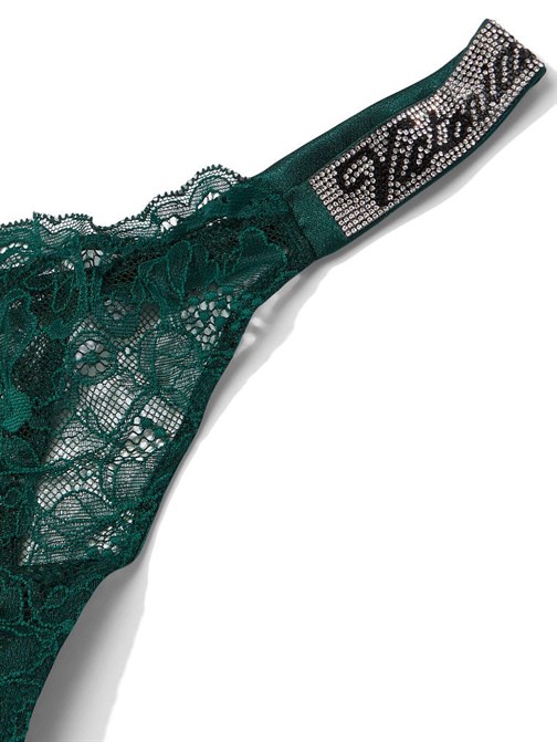 Işıltılı Askılı Dantel Tanga Külot