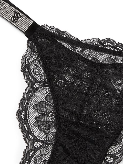 Işıltılı Askılı Dantelli Brazilian Külot