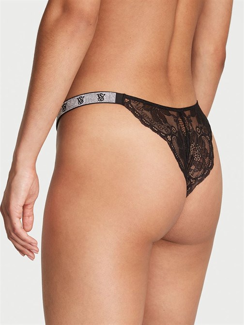Işıltılı Askılı Dantelli Brazilian Külot