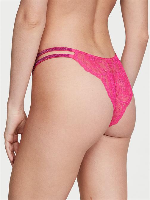 Işıltılı Çift Askılı Dantelli Brazilian Külot