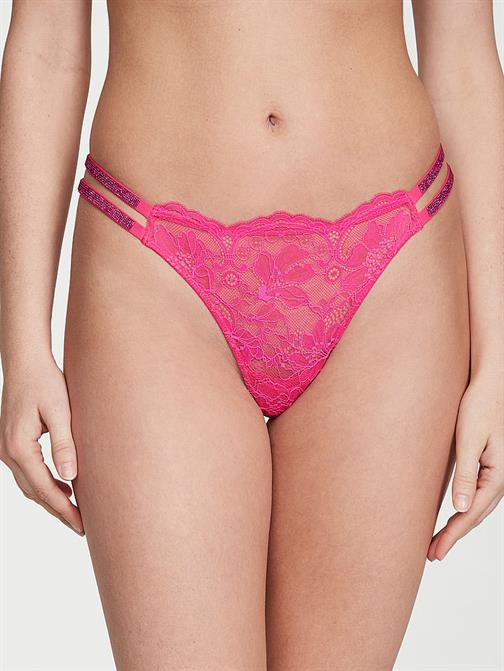 Işıltılı Çift Askılı Dantelli Brazilian Külot