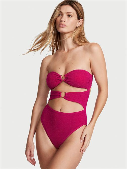 Işıltılı Cut-Out Bandeau Mayo
