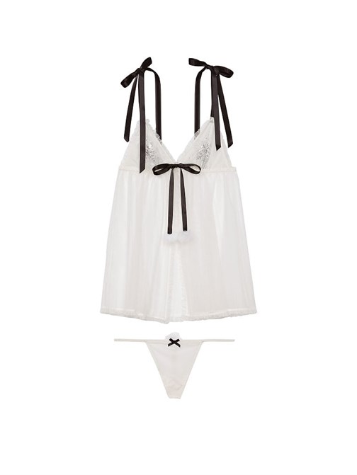 Kar Tanesi Süslü Babydoll Takımı
