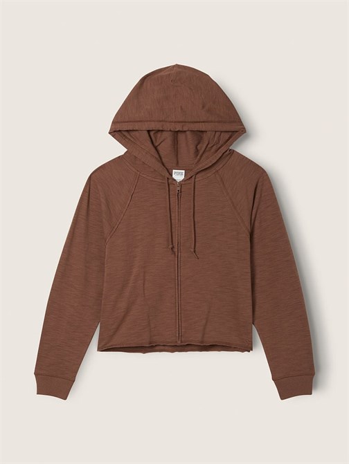 Kırçıllı Fermuarlı Kapüşonlu Sweatshirt