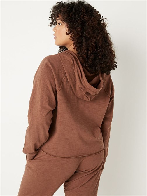 Kırçıllı Fermuarlı Kapüşonlu Sweatshirt