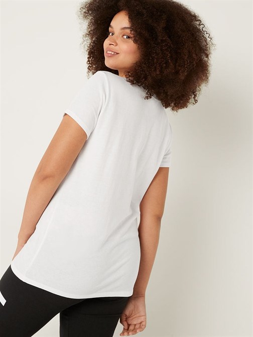 Kısa Kollu Bisiklet Yaka Desenli Mükemmel T-shirt