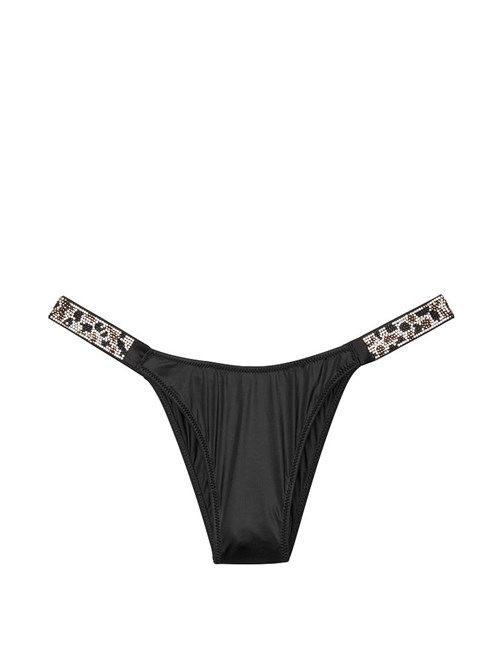 Very Sexy Leopar Suni Elmas Parıltılı Askılı Brazilian Külot