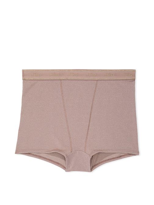 Logo Detaylı Işıltılı Yüksek Bel Boyshort Külot