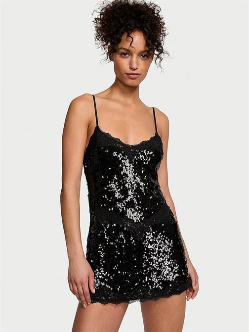 Payetli Mini Slip Elbise