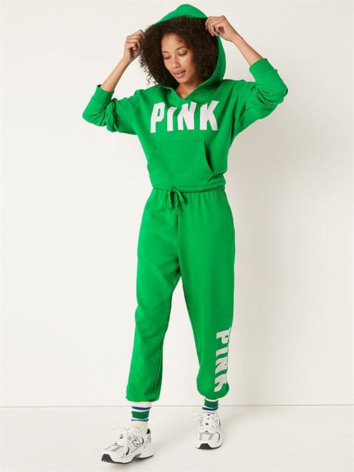Crop Büzgülü Kampüs Kapüşonlu Sweatshirt