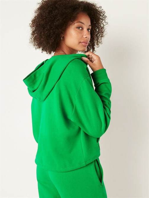 Crop Büzgülü Kampüs Kapüşonlu Sweatshirt