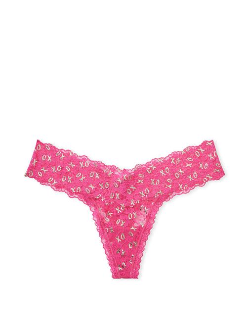 Metalik Baskılı Dantelli Tanga