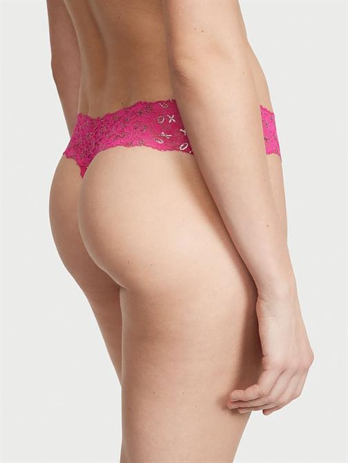 Metalik Baskılı Dantelli Tanga