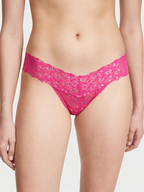 Metalik Baskılı Dantelli Tanga