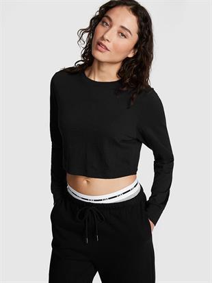 Premium Pamuklu Crop Uzun Kollu Tişört