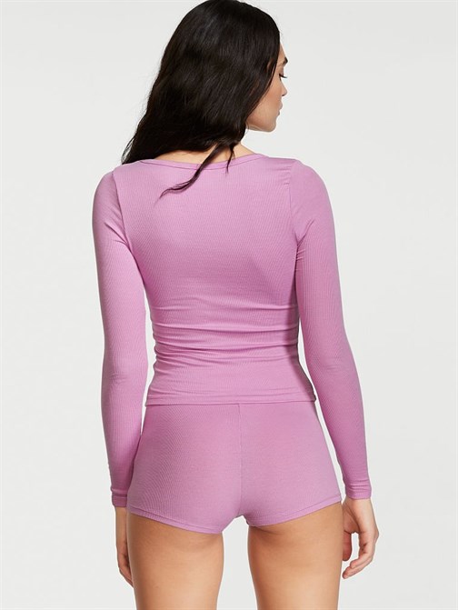Ribanalı Modal Düğmeli Şort Pijama Takımı