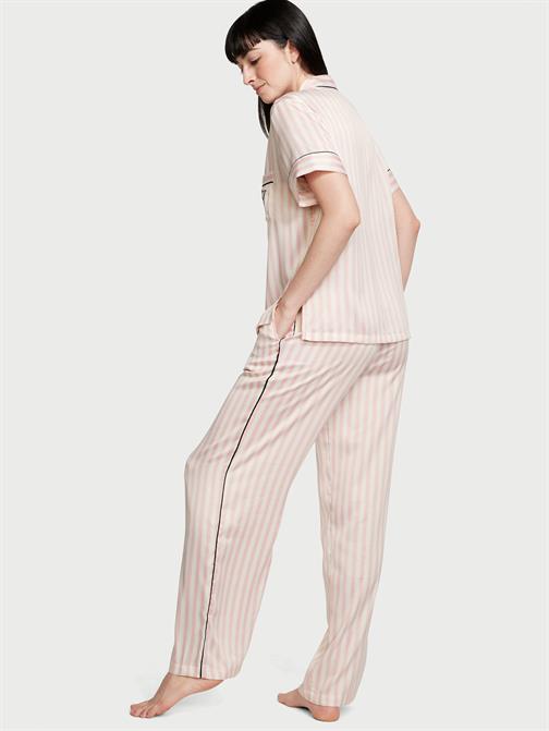 Saten Kısa Kollu Pijama Takımı