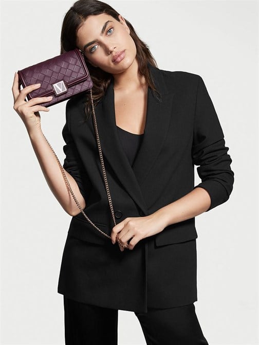 The Victoria Black Violet Woven Mini Omuz Çantası