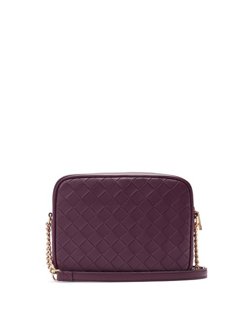The Victoria Black Violet Woven Üstten Fermuarlı Çapraz Askılı Çanta