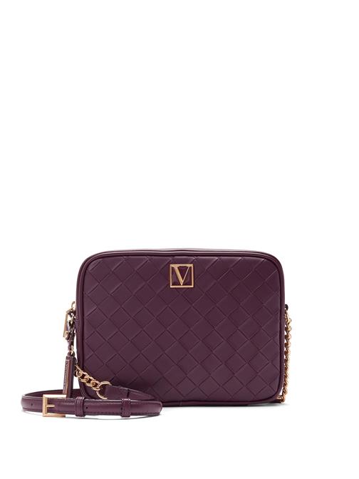 The Victoria Black Violet Woven Üstten Fermuarlı Çapraz Askılı Çanta