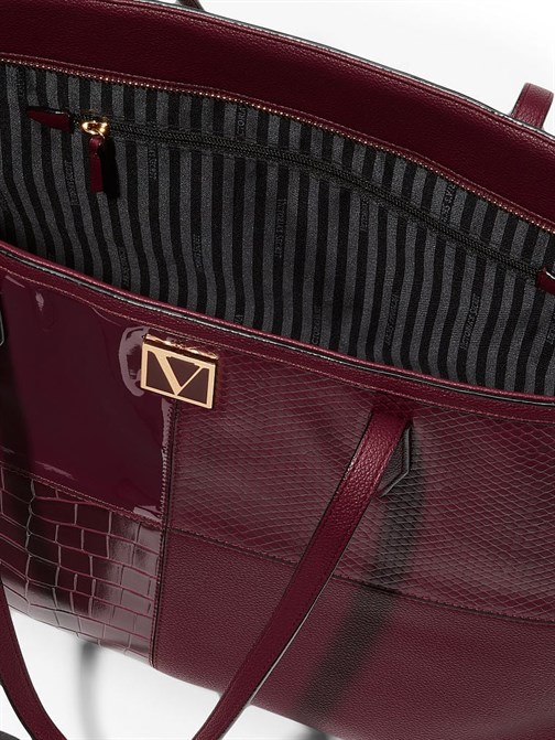 The Victoria Bordeaux Patchwork Carryall Tote Omuz Çantası