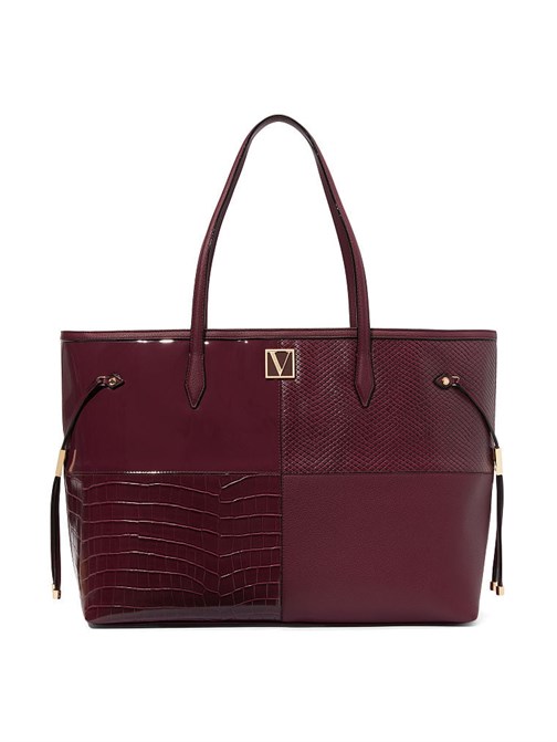 The Victoria Bordeaux Patchwork Carryall Tote Omuz Çantası