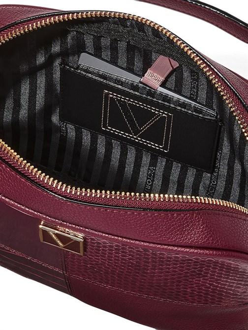 The Victoria Bordeaux Patchwork Üstten Fermuarlı Çapraz Askılı Çanta