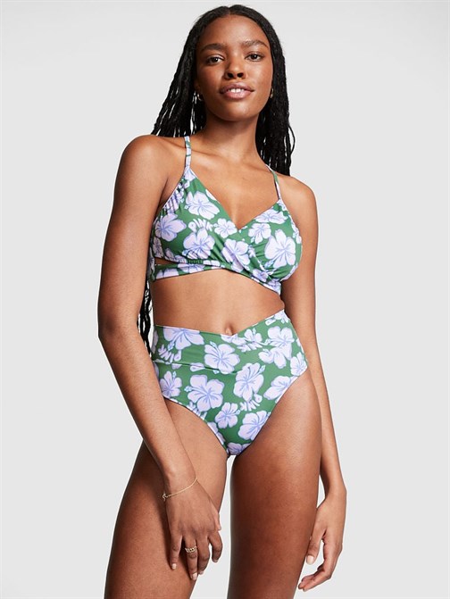 V Çapraz Geçişli Yüksek Bel Cheeky Bikini Altı