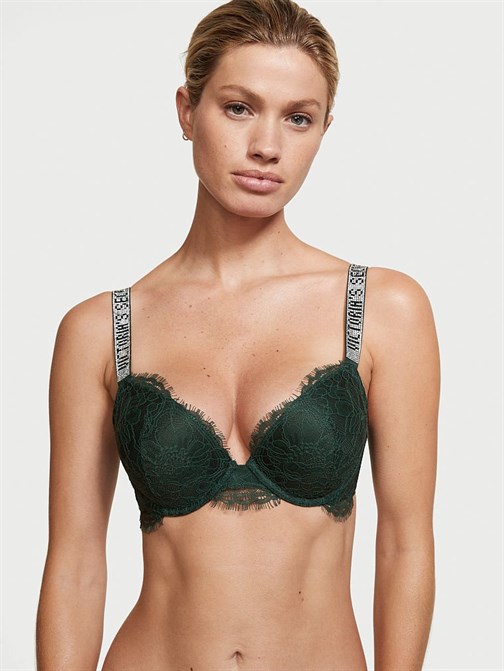 Very Sexy Dantelli Işıltılı Askılı Push-up Sütyen