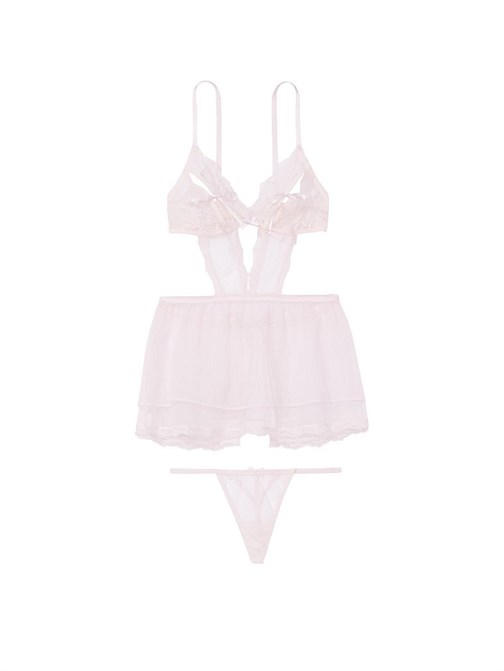 Very Sexy Dantelli ve Fileli Sırtı Açık Babydoll