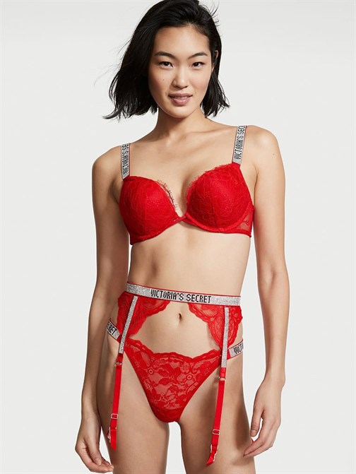 Very Sexy Işıltılı Askılı Dantel Jartiyer Kemeri