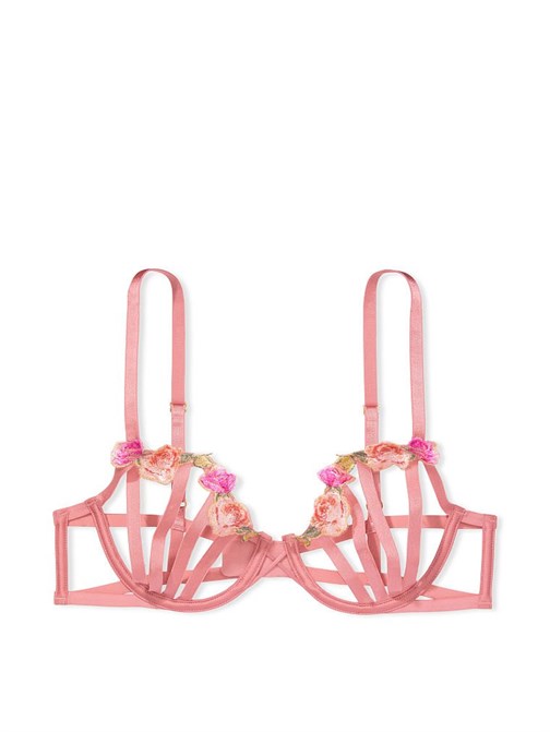 Very Sexy Transparan Gül Nakışlı Balkonet Sütyen