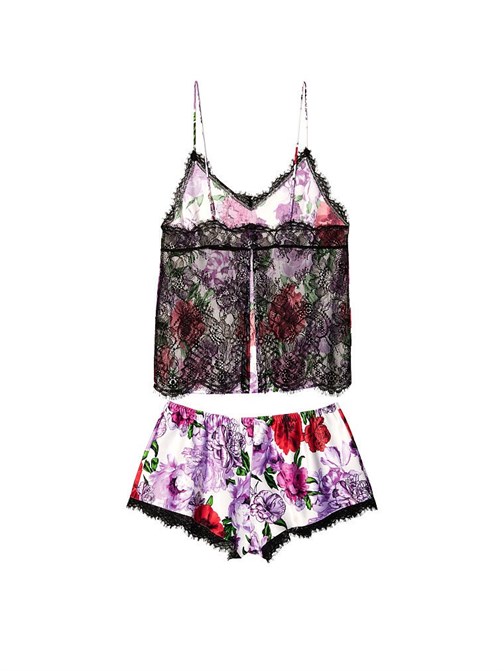 Victorias Secret Esnek Saten Sırtı Dantelli Şortlu Takım