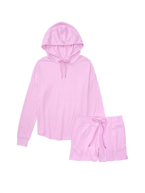 Glow Waffle Uzun Kollu Şortlu Pijama Takımı