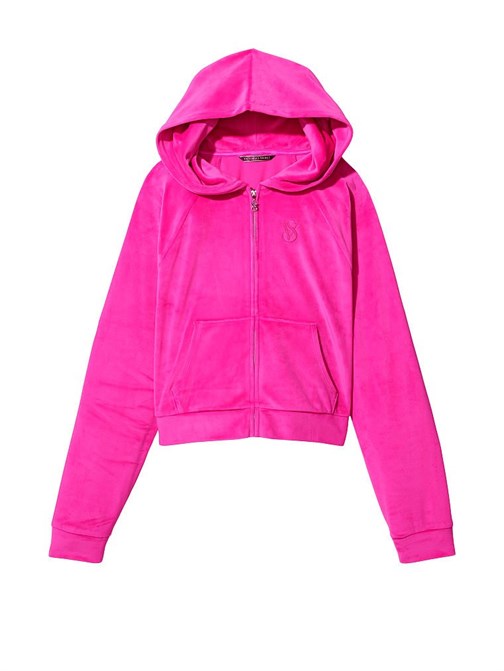 Victorias Secret Kadife Fermuarlı Kapüşonlu Sweatshirt
