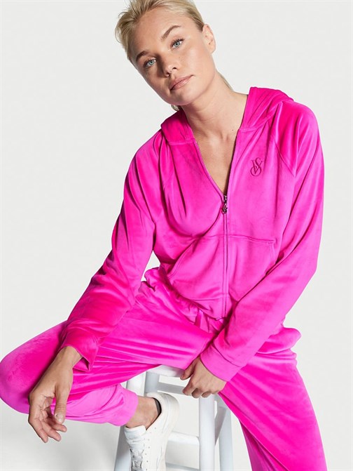 Victorias Secret Kadife Fermuarlı Kapüşonlu Sweatshirt