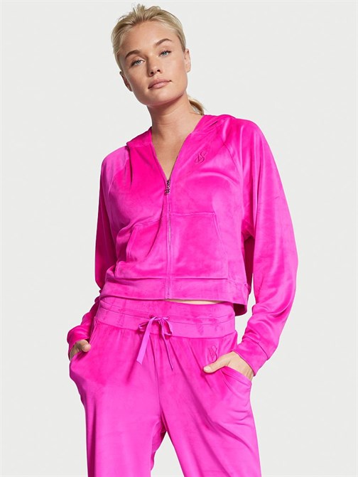 Victorias Secret Kadife Fermuarlı Kapüşonlu Sweatshirt