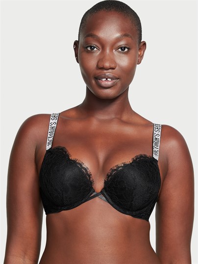 Bombshell 2 Beden Büyük Gösteren Dantelli Işıltılı Askılı Push-Up Sütyen