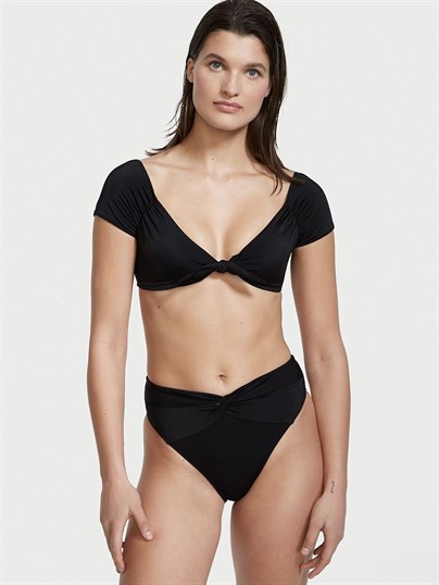 Büzgülü Omzu Açık Bikini Üstü