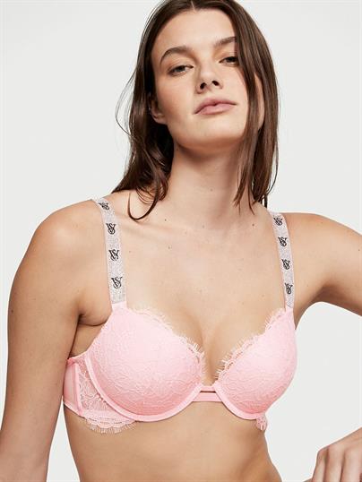 Dantelli Işıltılı Askılı Push-Up Sütyen