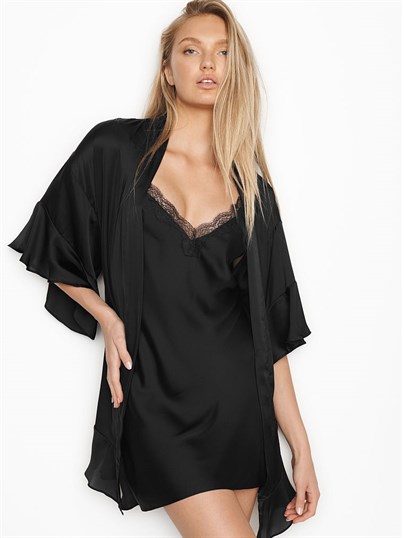 Flounce Satin Robe