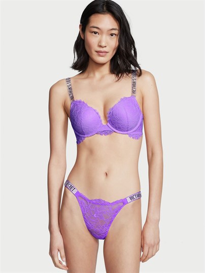 Işıltılı Askılı Dantelli Cheeky Külot