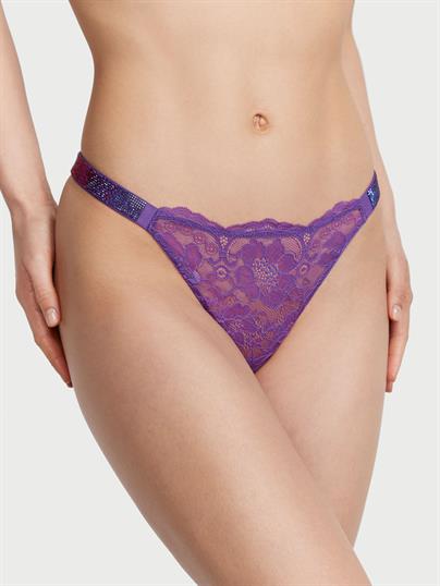 Işıltılı Askılı Dantelli Tanga