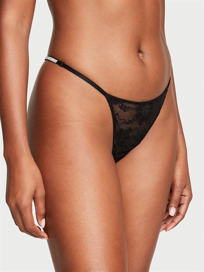 Işıltılı Askılı Dantelli V-String Külot