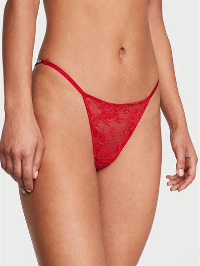 Işıltılı Askılı Dantelli V-String Külot