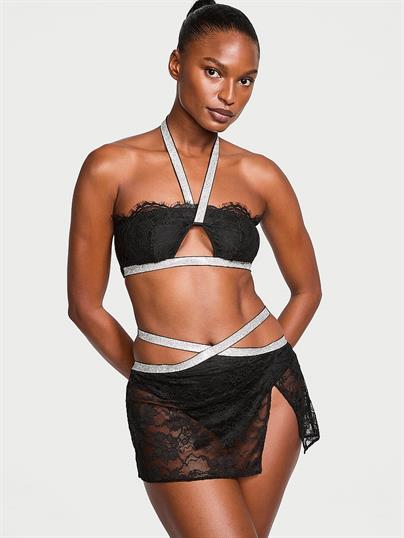 Işıltılı Askılı Halter Bralet & Mini Etek Takımı