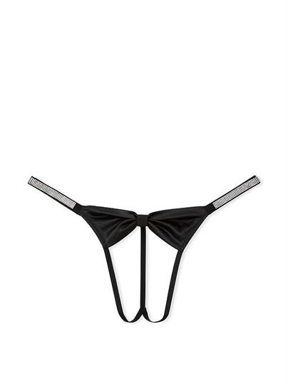 Işıltılı Fiyonklu Saten V-String Külot